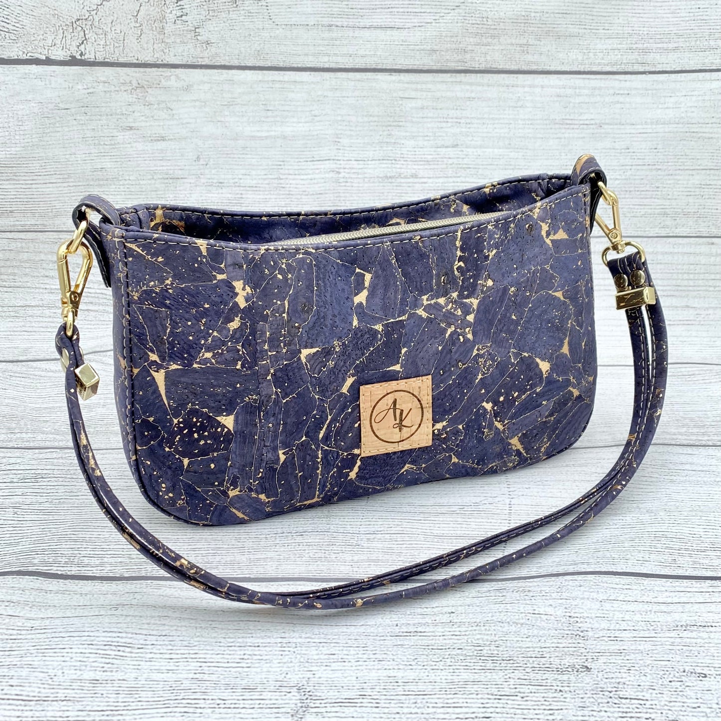 Aries Minimalist Handbag - Navy with Gold Accents