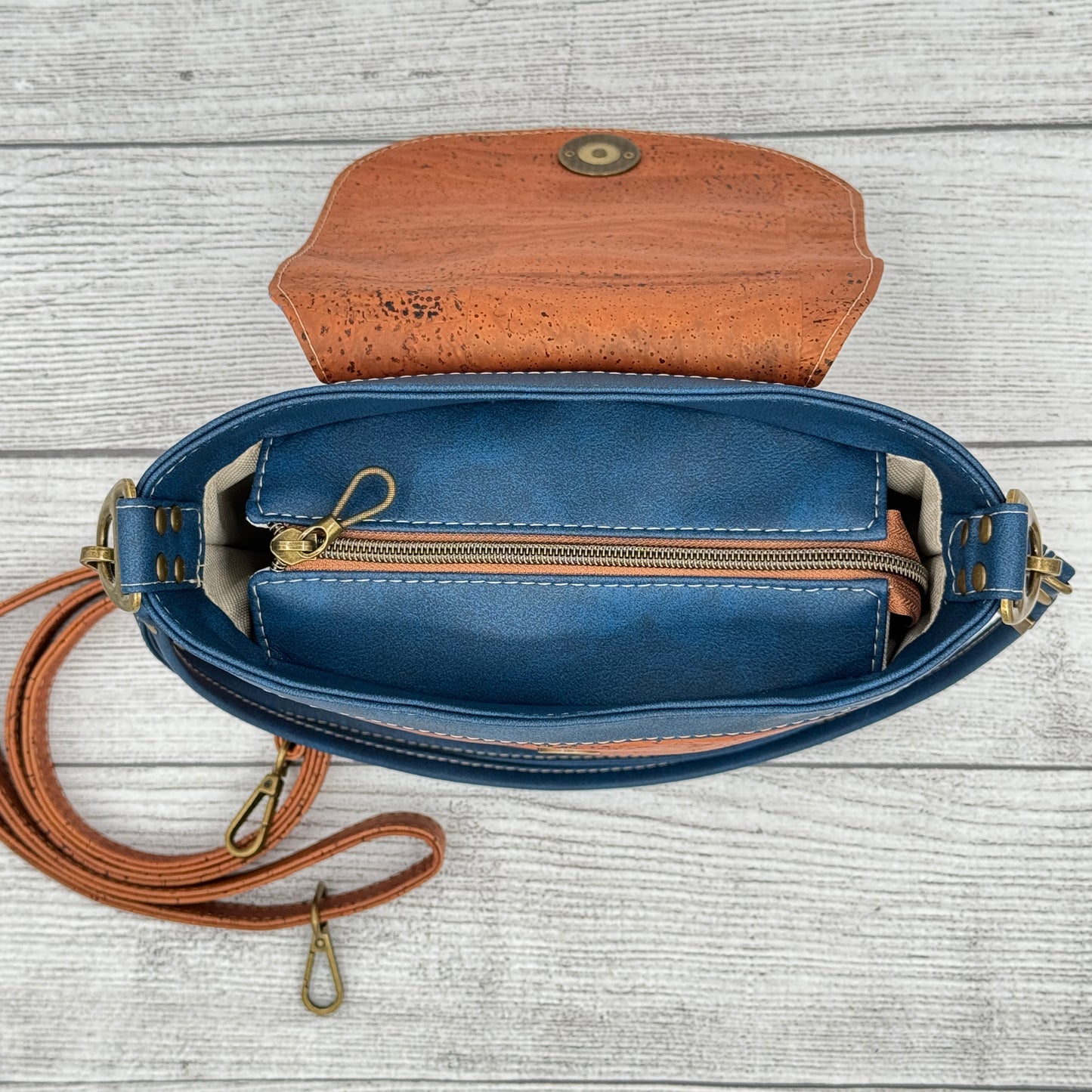Baby Bucket Bag - Cinnamon & Marine Blue