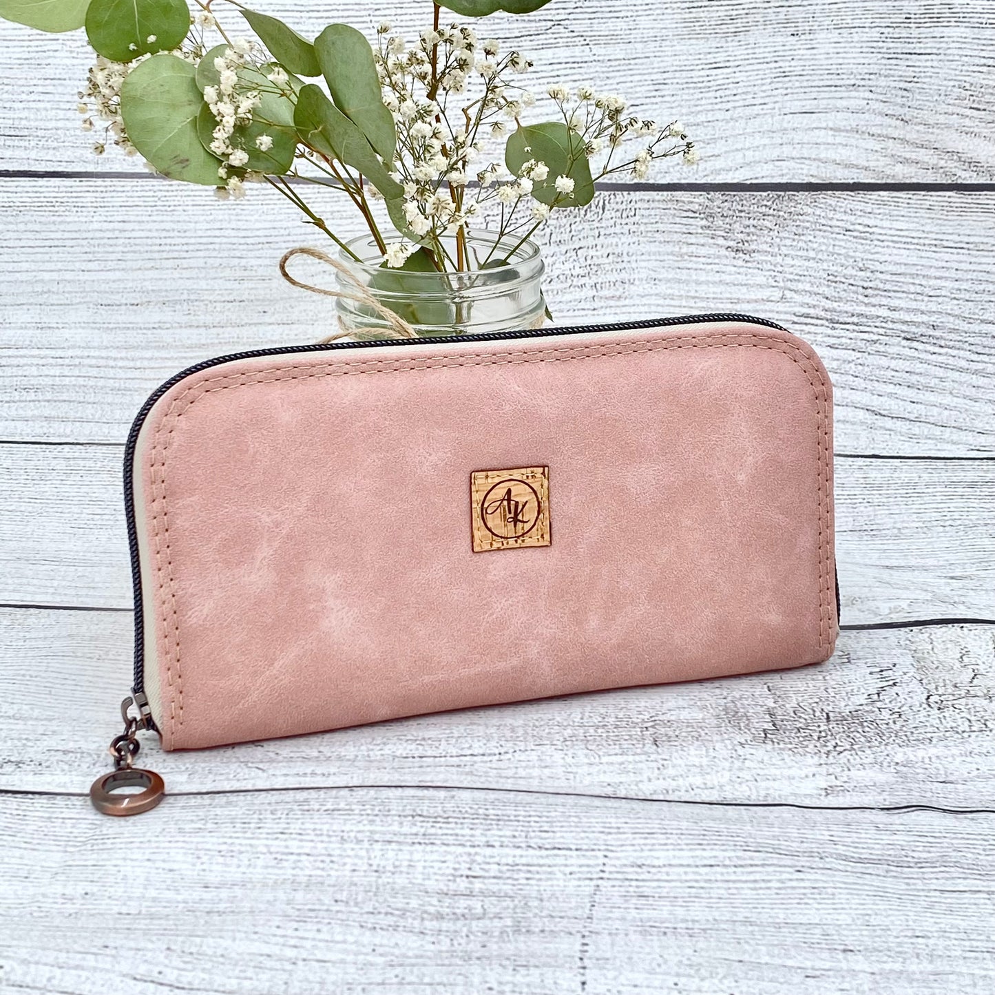 Classic Zippered Wallet - Rose