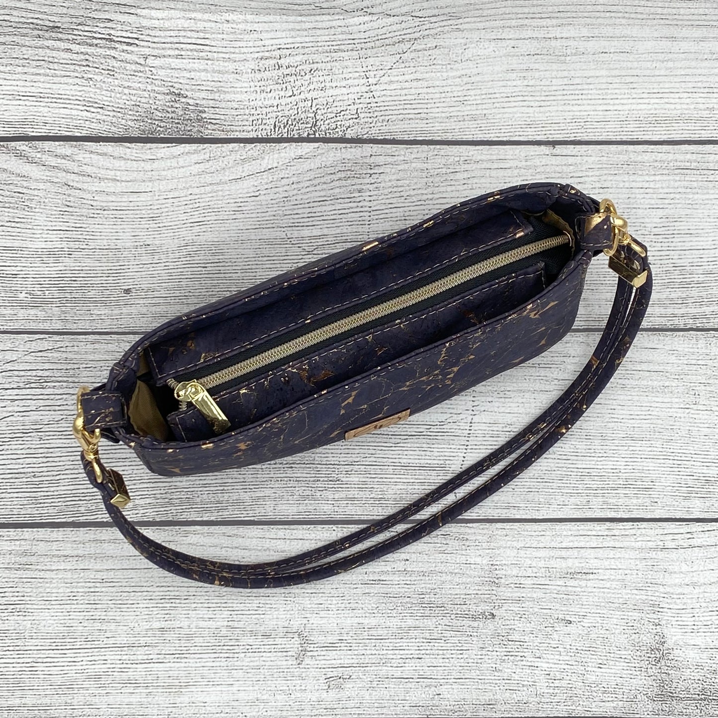 Aries Handbag - Navy with Gold Accents