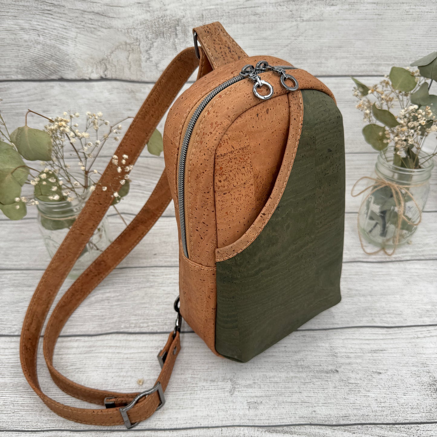 Rosie Sling - Tobacco &. Dark Green