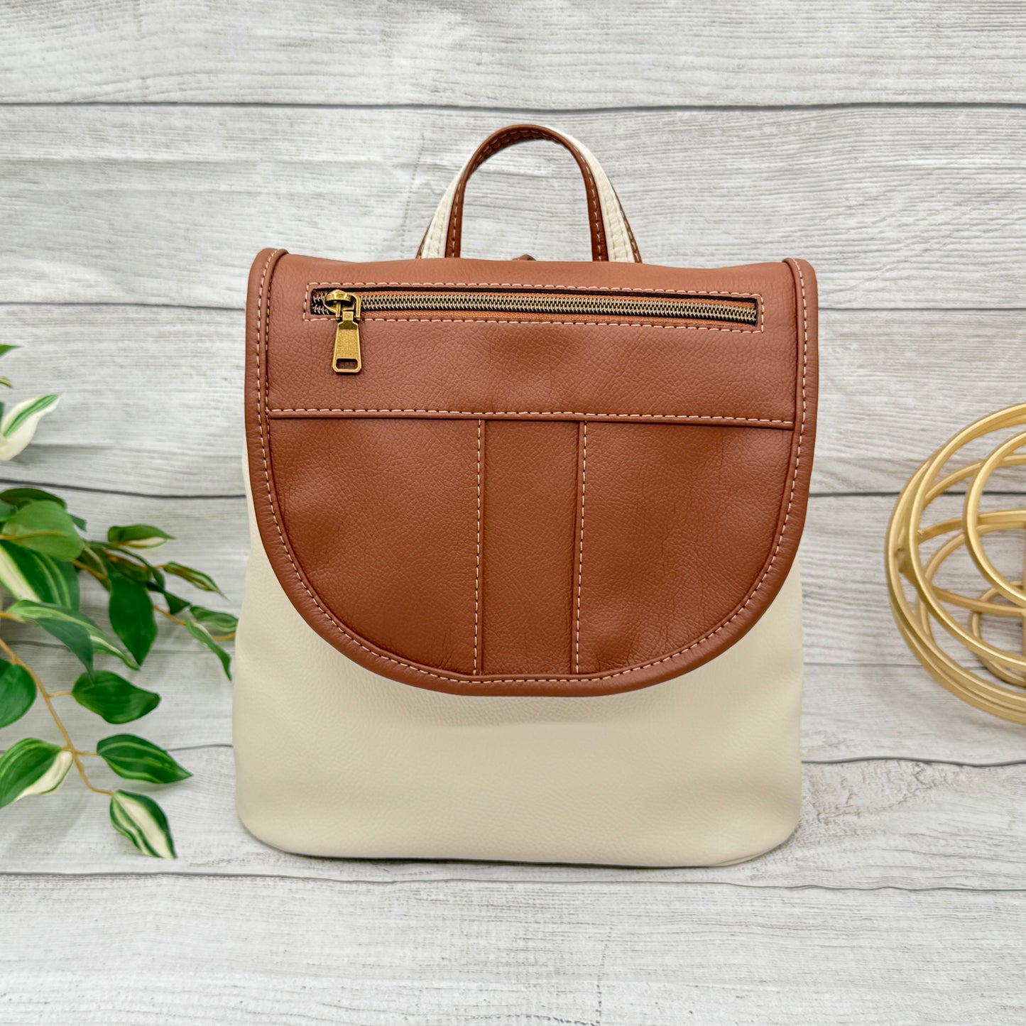 Jasmine Backpack - Oat & Saddle