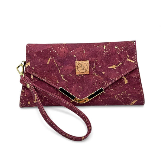 Nettie Clutch - Burgundy with Gold Flakes